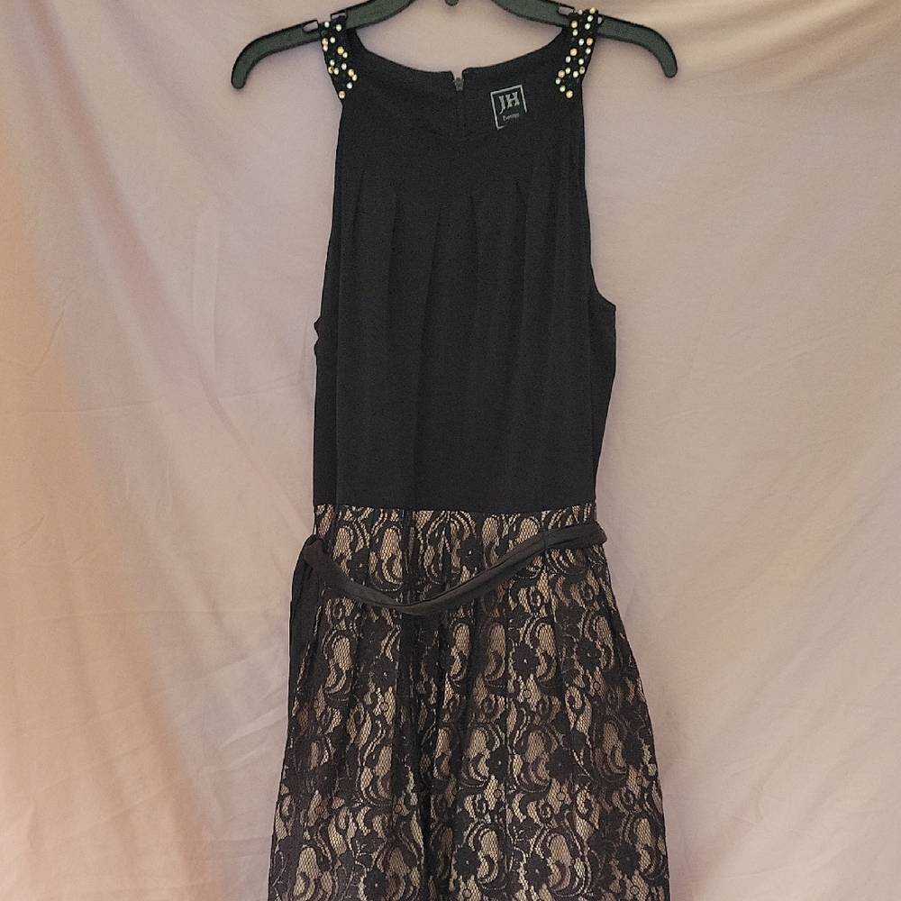 Black Lace Dress with Studded Shoulders